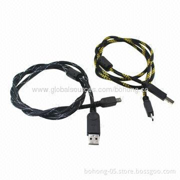 Gold hemp rope magnetic data cable, different colors are available, MOQ of 500pcs each color